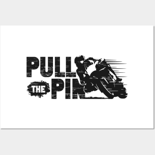 'Pull The Pin' Motorcycle Racing Design Posters and Art